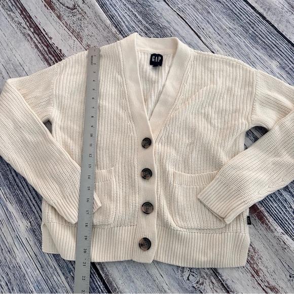 GAP Women's Cream Cardigan Chunky Knit Cotton Sweater - Picture 10 of 10